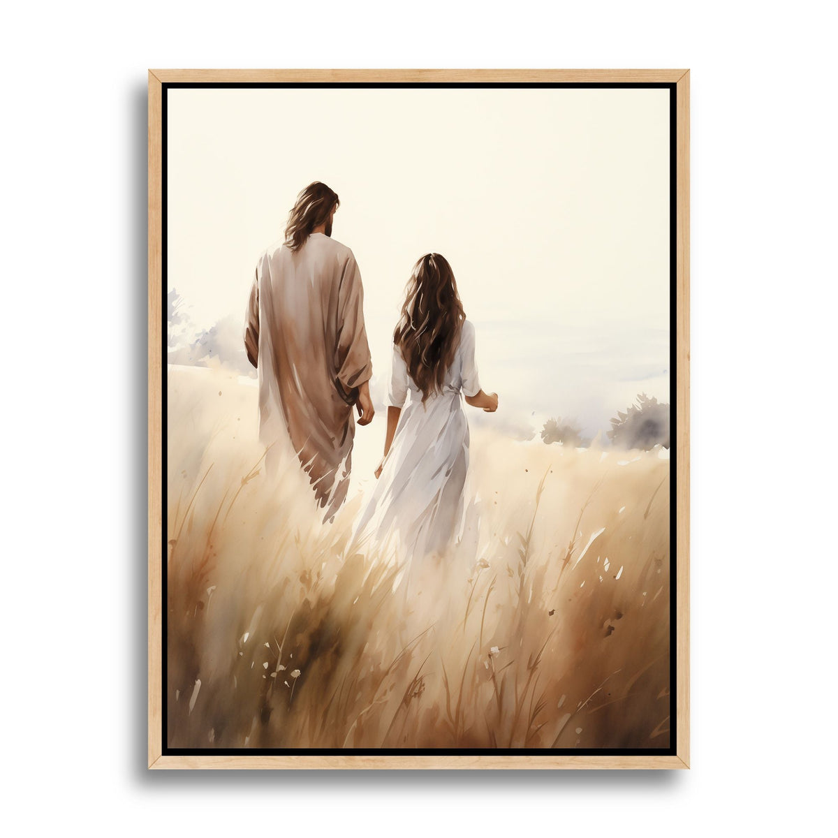 Jesus Walking With a Woman - Canvas