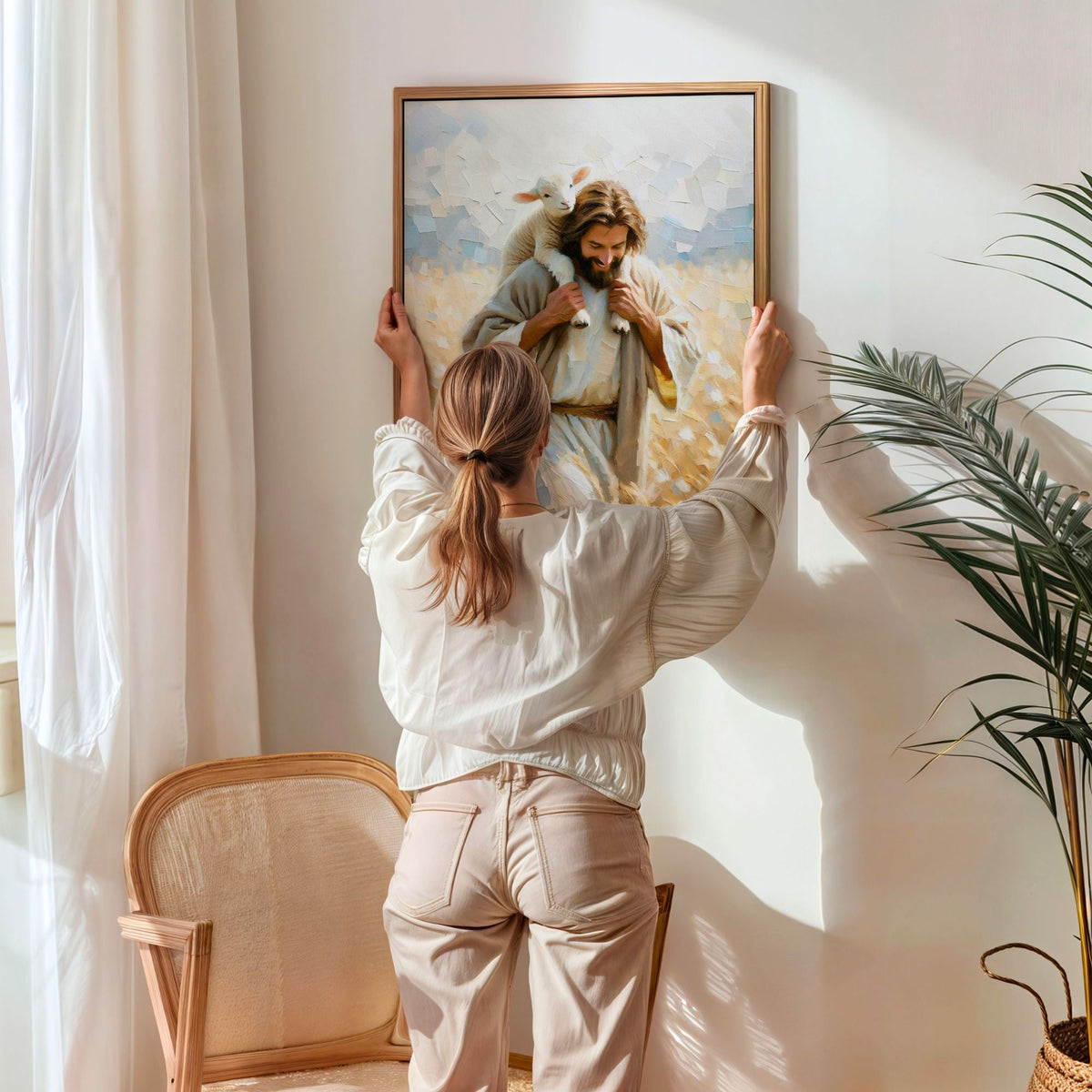 Jesus Carrying Little Lamb Home - Canvas