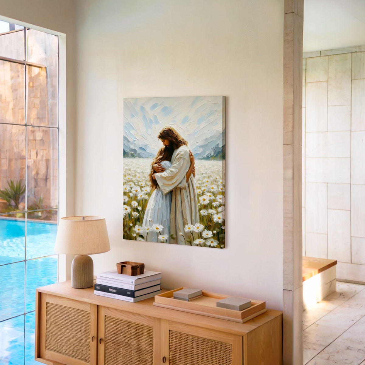 Jesus Hugging a Woman - Canvas