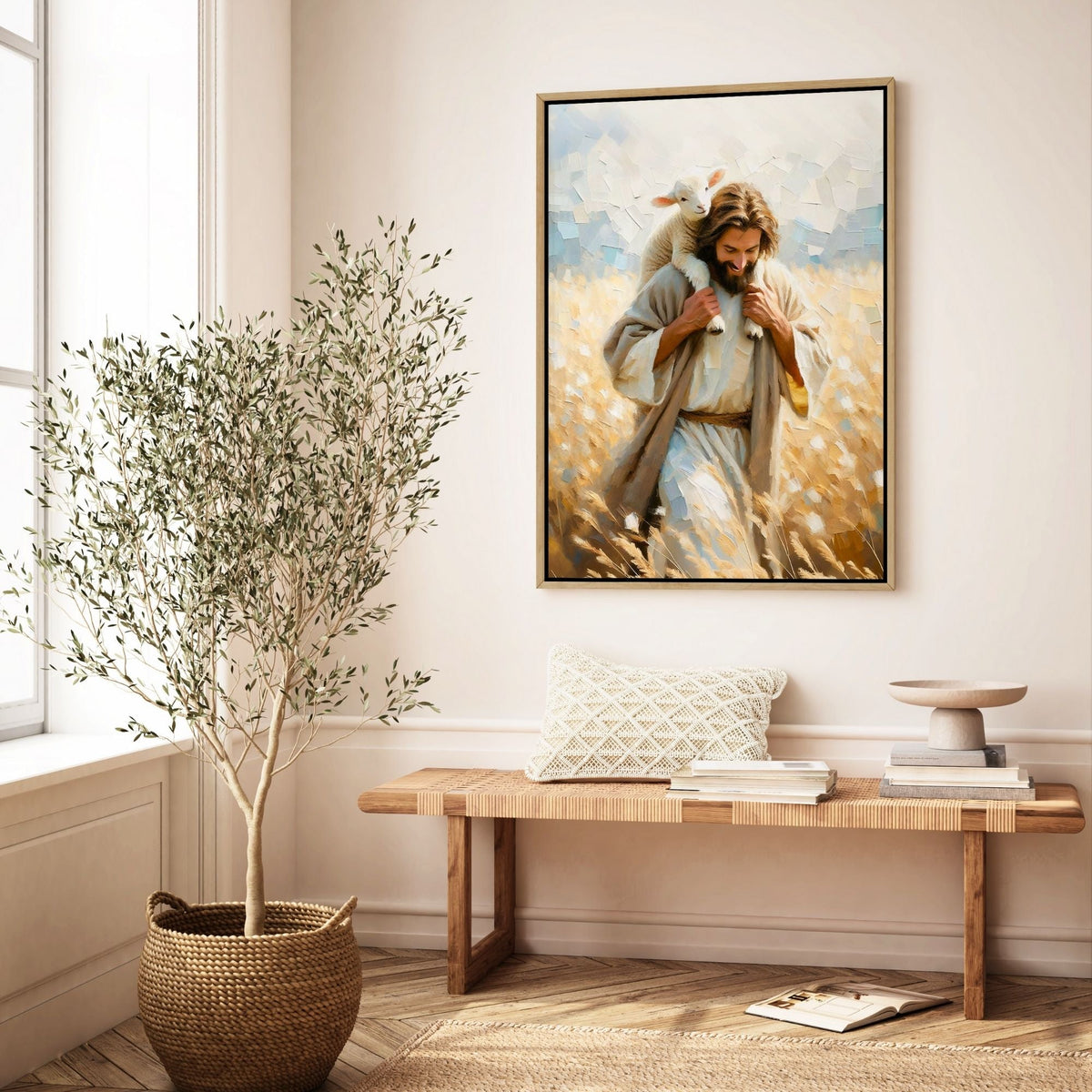 Jesus Carrying Little Lamb Home - Canvas