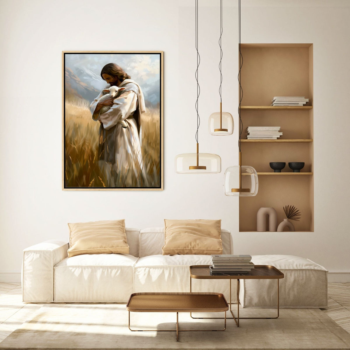 Jesus Holding a Little Lamb - Canvas