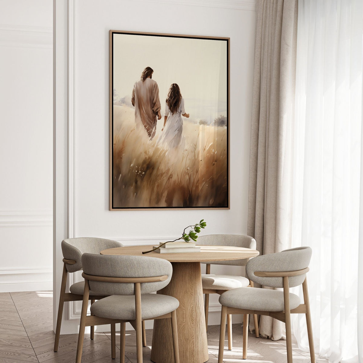 Jesus Walking With a Woman - Canvas