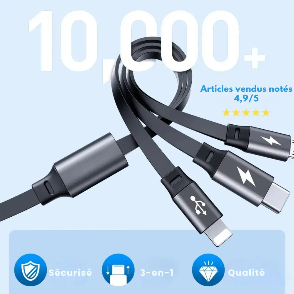 MultiFlex™ | Câble 3-en-1 rétractable et ultra-pratique