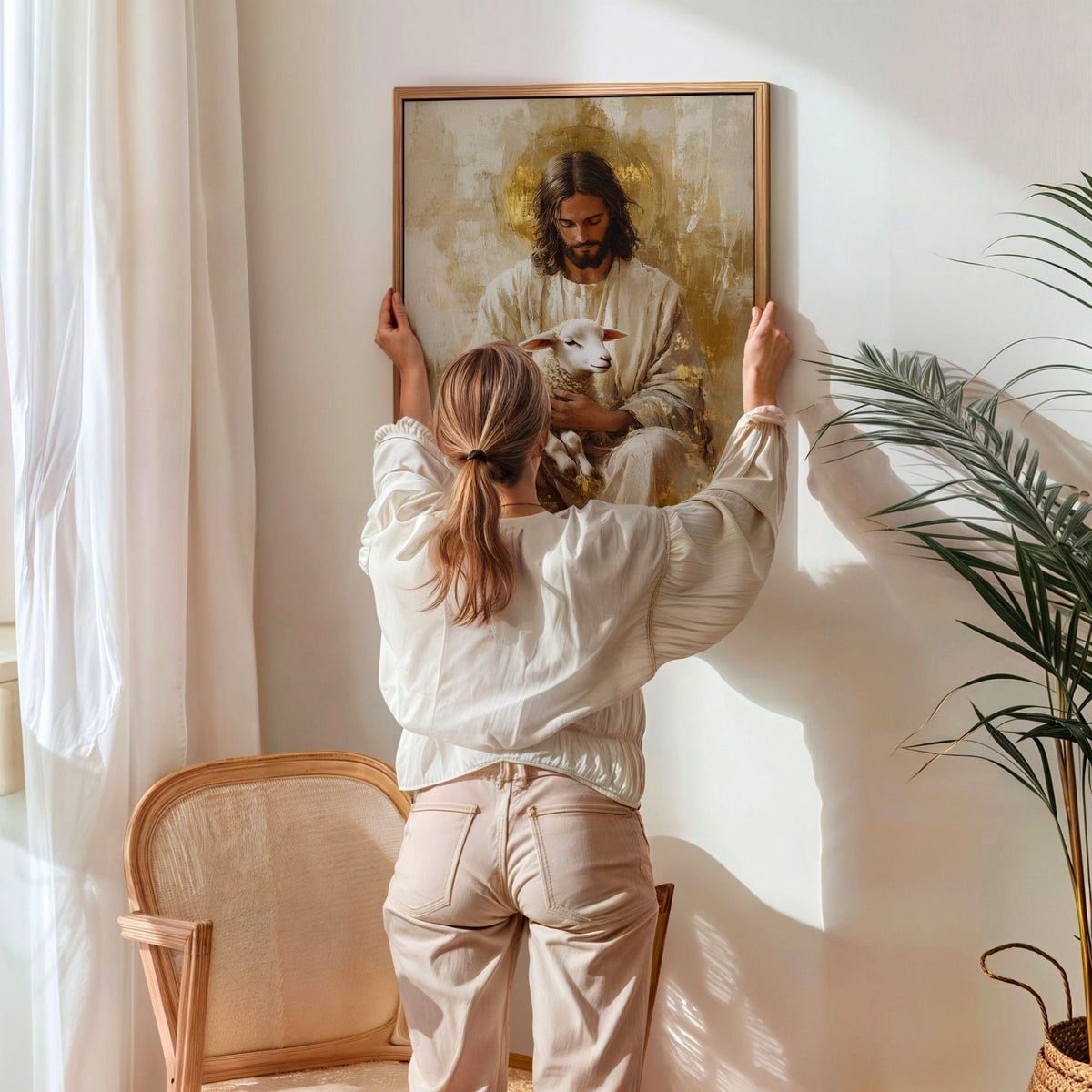 Jesus and the Lamb - Canvas