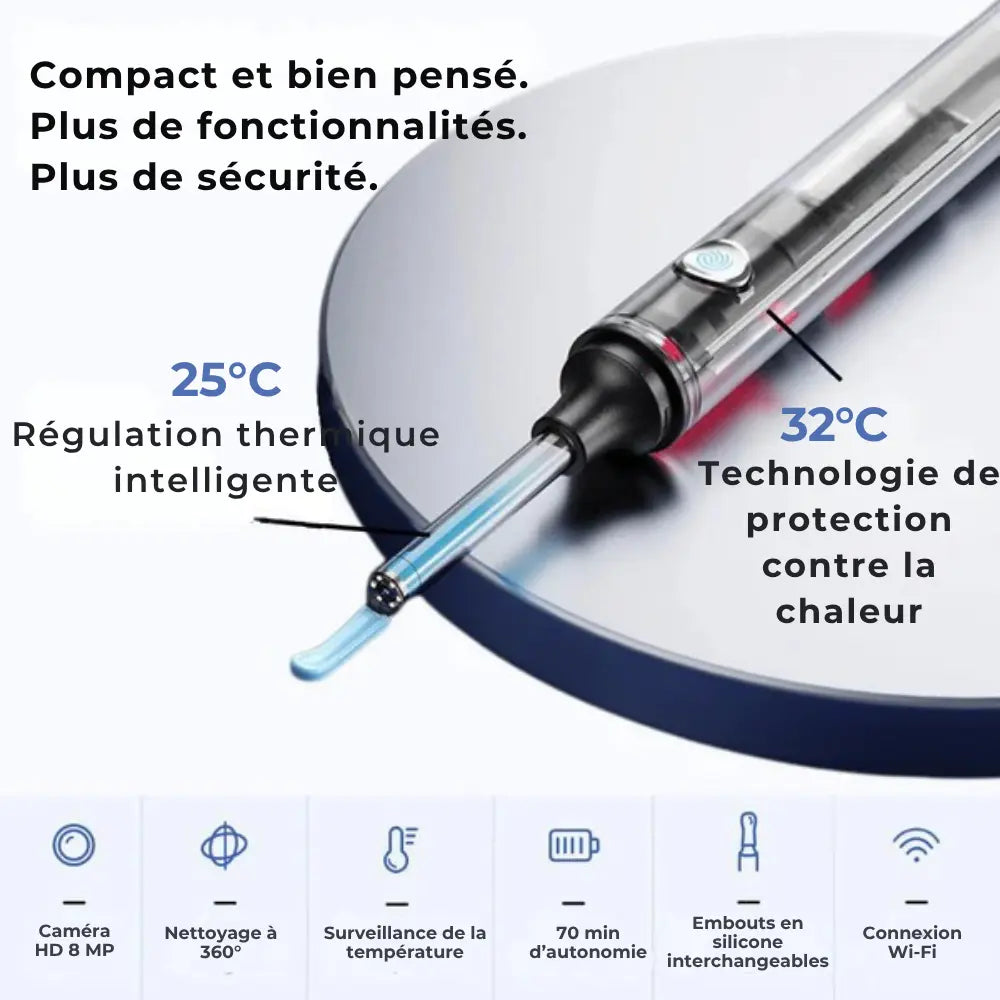 CleanEar Pro™ | Hygiène auriculaire High tech avec vision totale